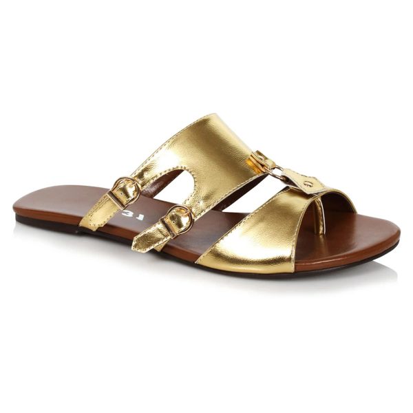 Men s Flat Gladiator Sandal Gold Hot on Sale - Image 2