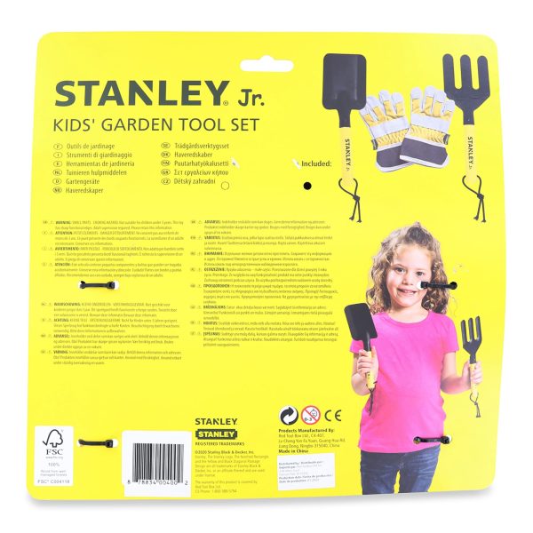 Stanley JR Garden Hand Tool 3 Piece Set | Hand Spade | Hand Fork | Work Gloves Online now - Image 2