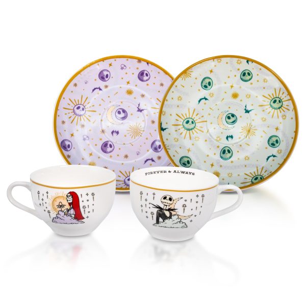 Disney Nightmare Before Christmas Jack & Sally Teacups and Saucers | Set of 2 Online Hot Sale