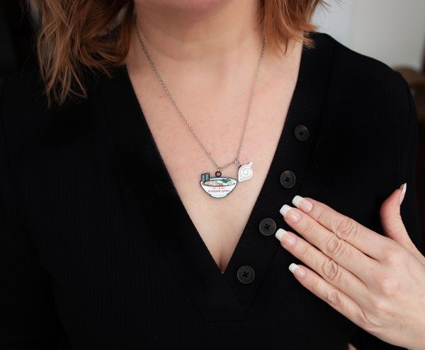 Naruto Shippuden Ichiraku Ramen Metal Enamel Pendant Necklace with Silver Chain For Cheap - Image 4