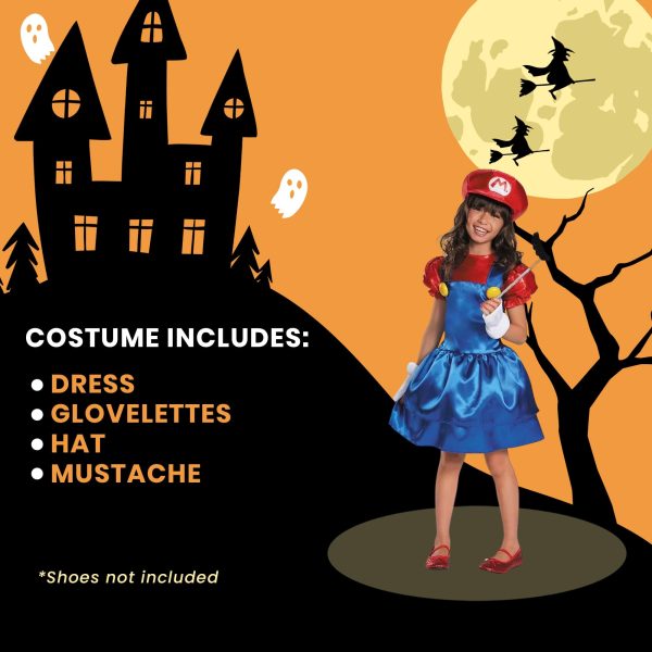 Nintendo Super Mario Bros Girl s Mario Costume Dress Hot on Sale - Image 5
