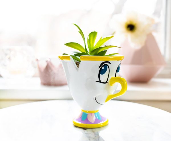 Disney Beauty and the Beast Chip 3-Inch Mini Planter with Artificial Succulent Supply - Image 2