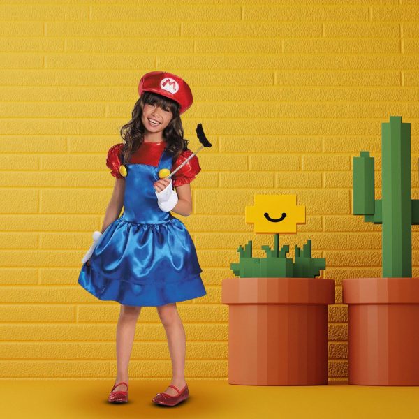 Nintendo Super Mario Bros Girl s Mario Costume Dress Hot on Sale - Image 4