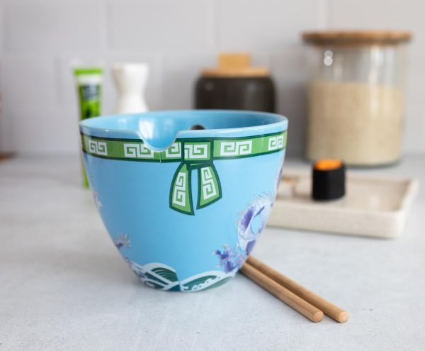 Bowl Bop Blue Dragons Japanese Dinnerware Set | 16-Ounce Ramen Bowl, Chopsticks Supply - Image 3