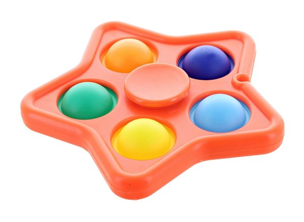 Pop Fidget Toy Spinner Orange Star 5-Button Bubble Popping Game Cheap