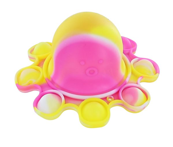 Pop Fidget Toy Yellow & Pink Octopus 8-Button Silicone Bubble Popping Game For Sale