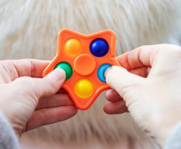 Pop Fidget Toy Spinner Orange Star 5-Button Bubble Popping Game Cheap - Image 4