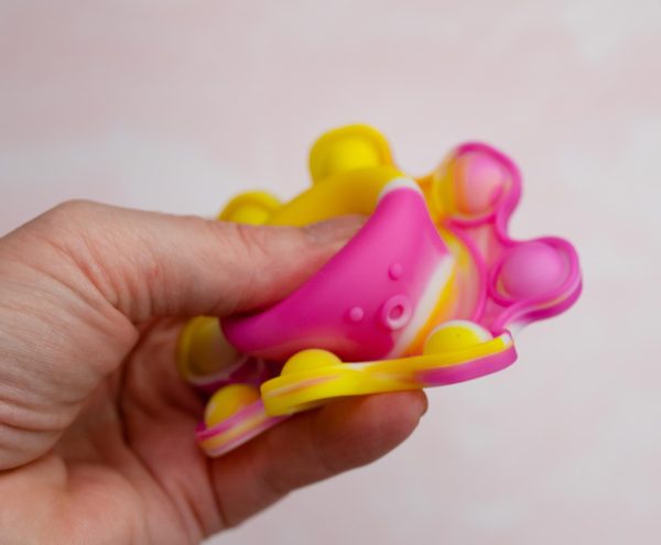 Pop Fidget Toy Yellow & Pink Octopus 8-Button Silicone Bubble Popping Game For Sale - Image 4