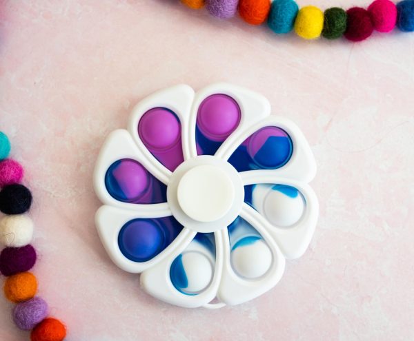 Pop Fidget Toy Spinner White Flower 8-Button Bubble Popping Game on Sale - Image 2