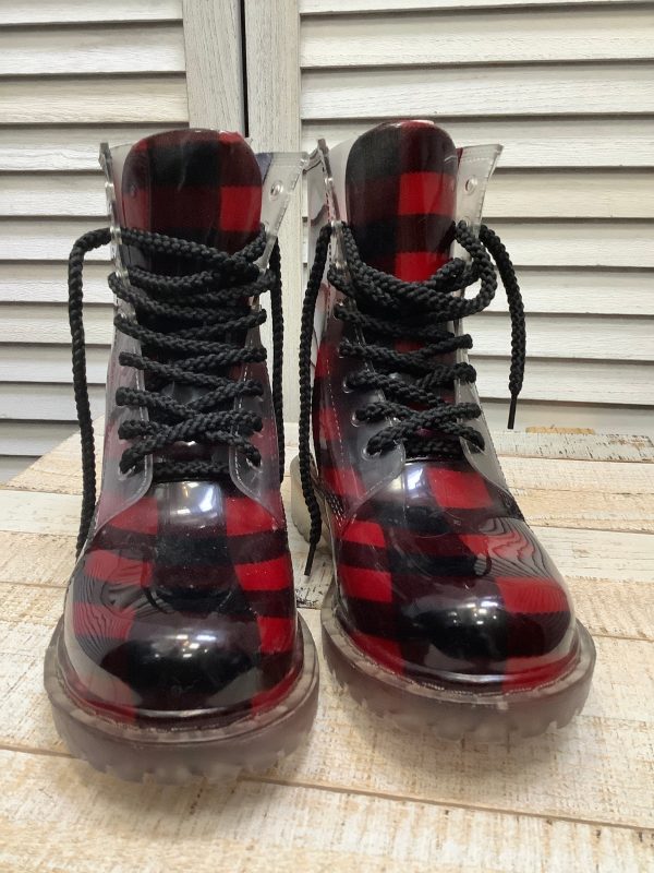 Boots Rain By Clothes Mentor In Plaid Pattern, Size: 9 Cheap